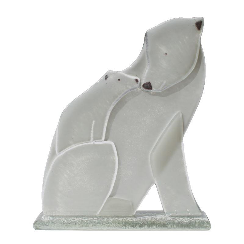 Polar Bear with Cub Fused Glass Ornament - D&J Glassware Fused Glass from thetraditionalgiftshop.live