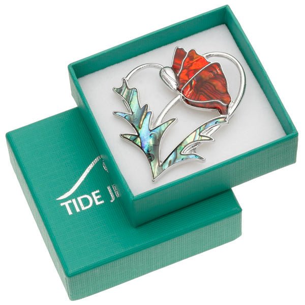 Poppy Paua Shell Brooch - Tide Jewellery from thetraditionalgiftshop.live