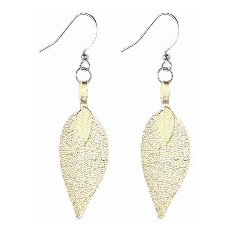 Primrose Yellow Leaf Earrings - Pure by Coppercraft from thetraditionalgiftshop.live