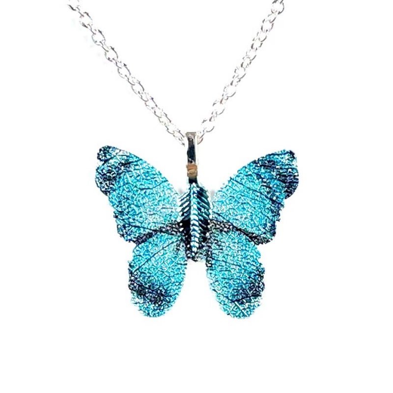 Turquoise Butterfly Leaf Necklace - Pure by Coppercraft from thetraditionalgiftshop.live