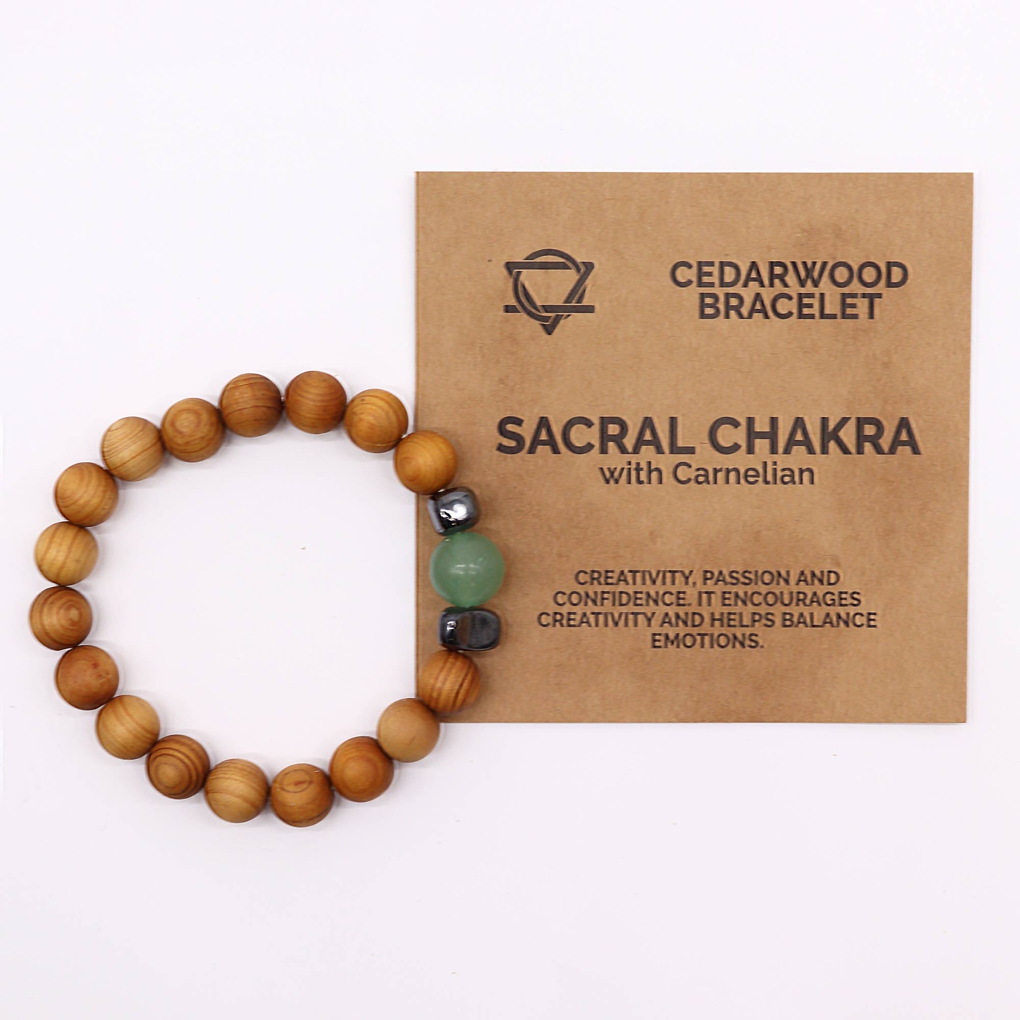 Adventurine Gemstone Cedarwood Bracelet - Sacral Chakra - Gemstone Bracelets from thetraditionalgiftshop.live