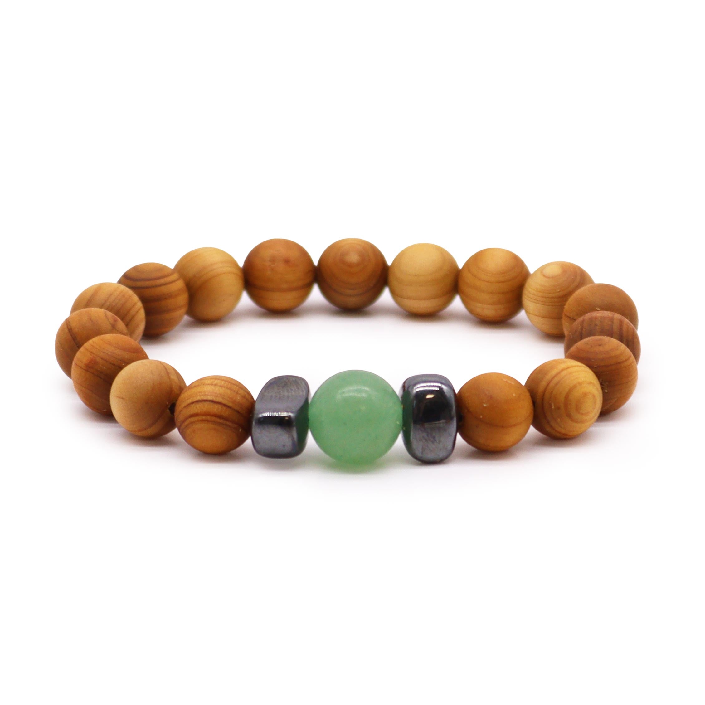 Adventurine Gemstone Cedarwood Bracelet - Sacral Chakra - Gemstone Bracelets from thetraditionalgiftshop.live