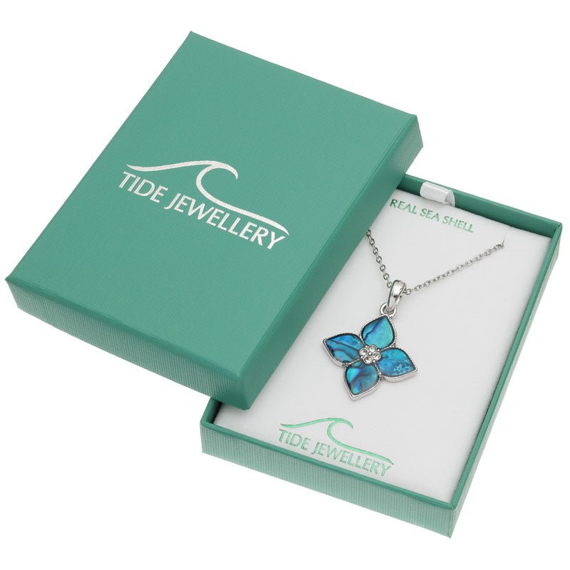 Blue Flower Paua Shell Necklace - Tide Jewellery from thetraditionalgiftshop.live