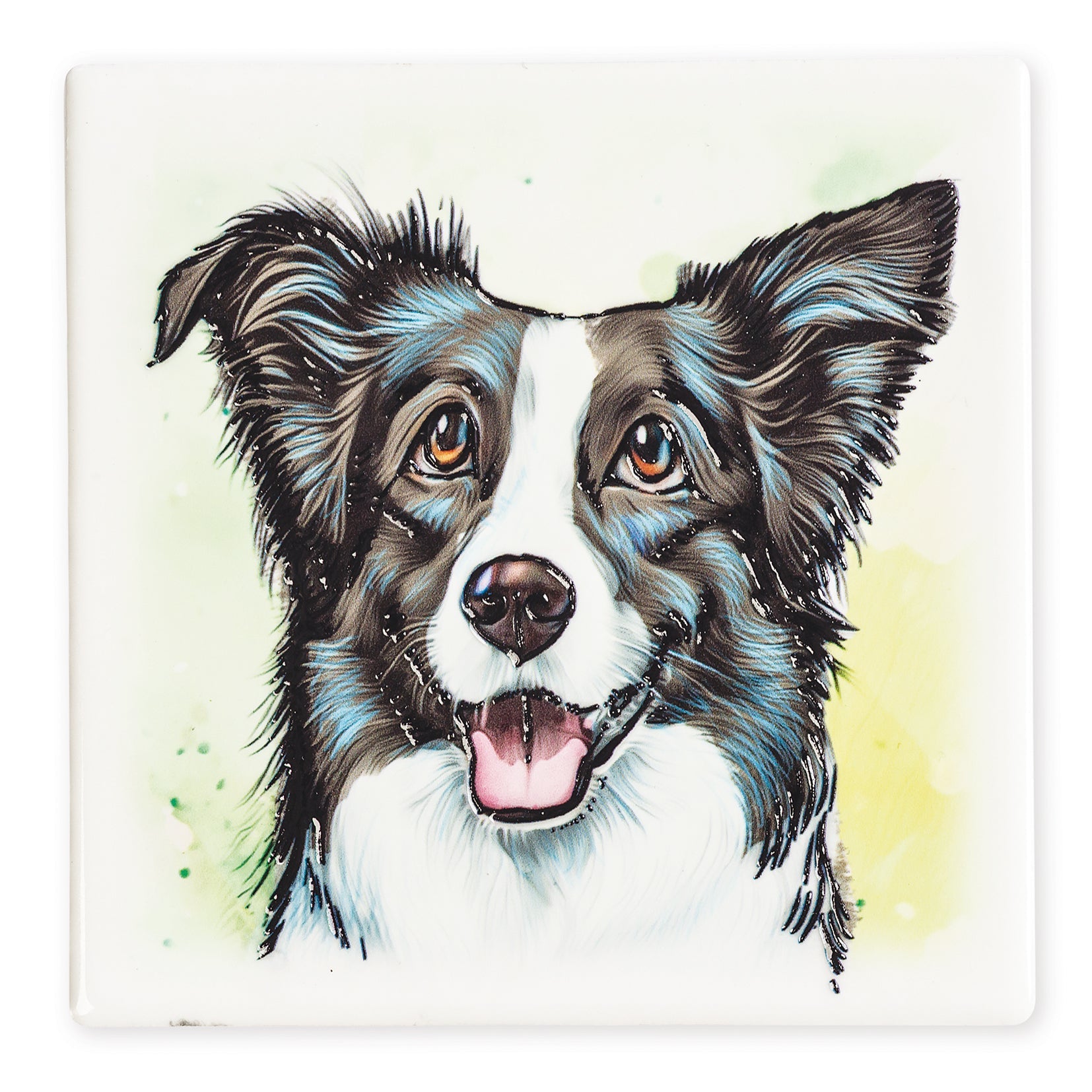 Border Collie Ceramic Art Coaster - Art of Arora from thetraditionalgiftshop.live