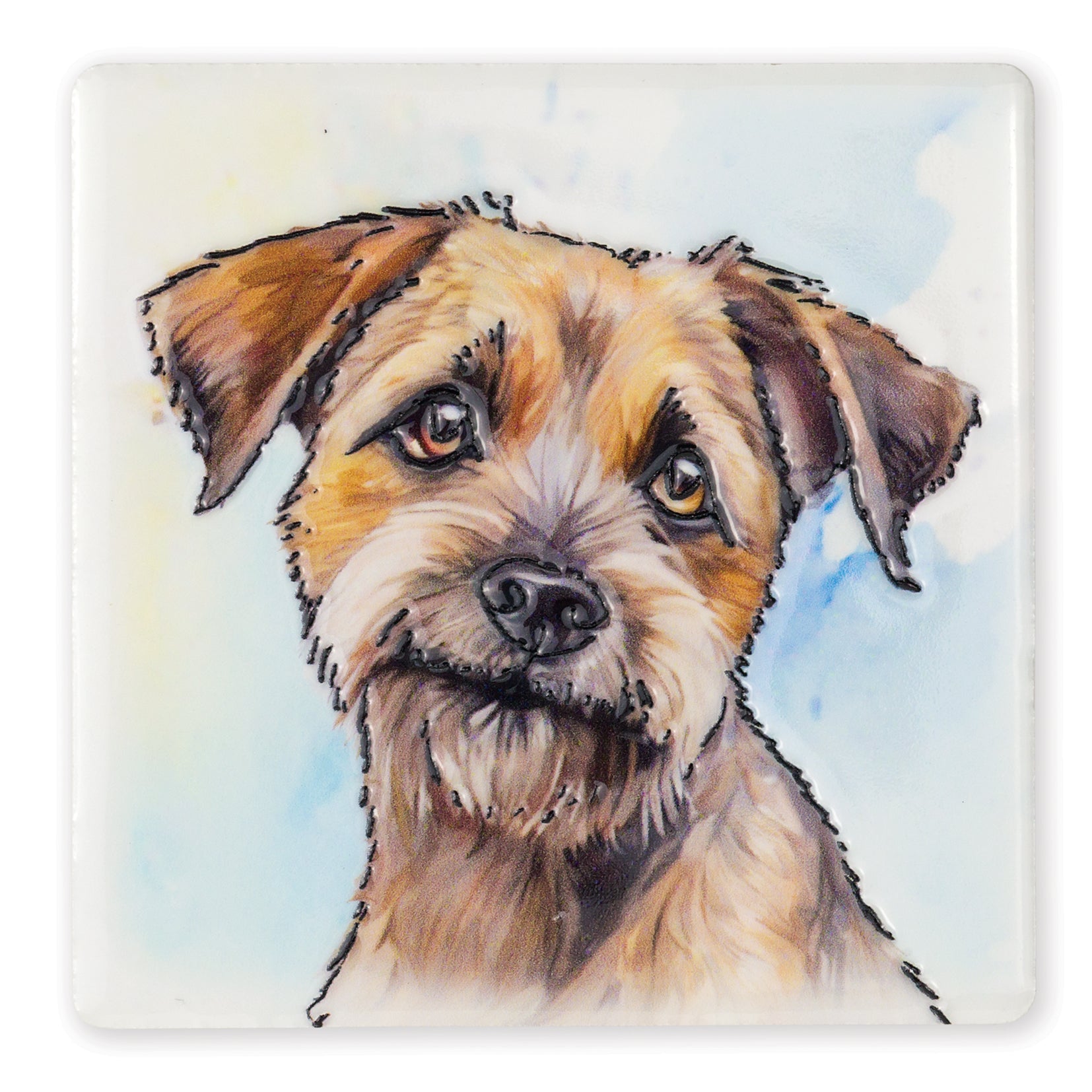 Border Terrier Ceramic Art Coaster - Art of Arora from thetraditionalgiftshop.live