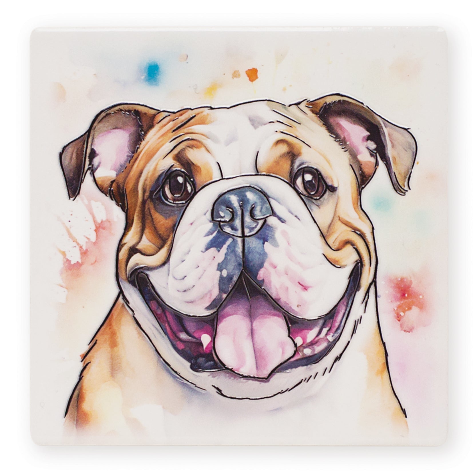 Bulldog Ceramic Art Coaster - Art of Arora from thetraditionalgiftshop.live