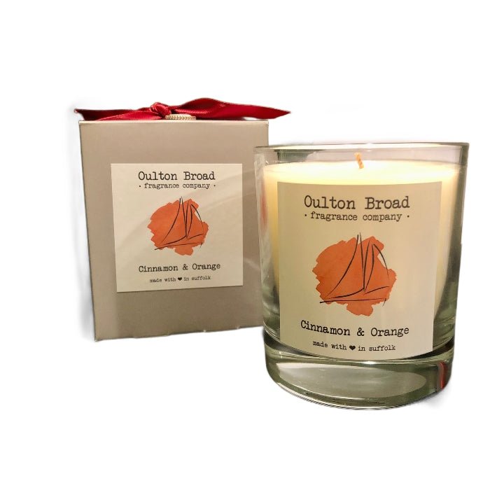 Cinnamon & Orange Glass Jar Candle - Oulton Broad Fragrance Company from thetraditionalgiftshop.live