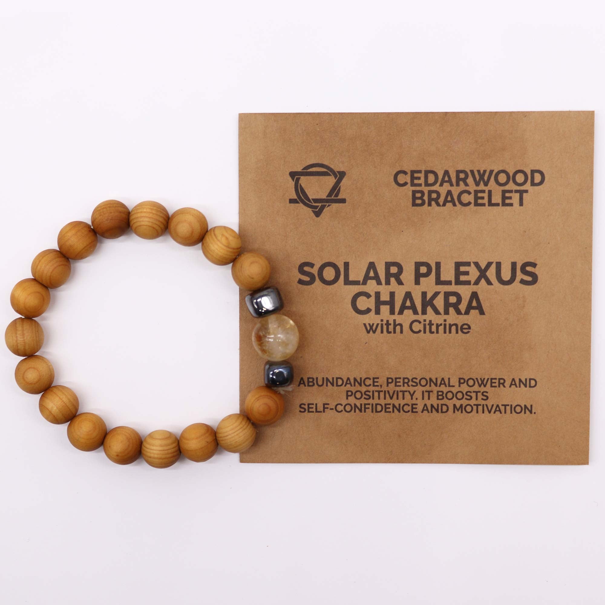 Citrine Gemstone Cedarwood Bracelet - Solar Plexus Chakra - Gemstone Bracelets from thetraditionalgiftshop.live