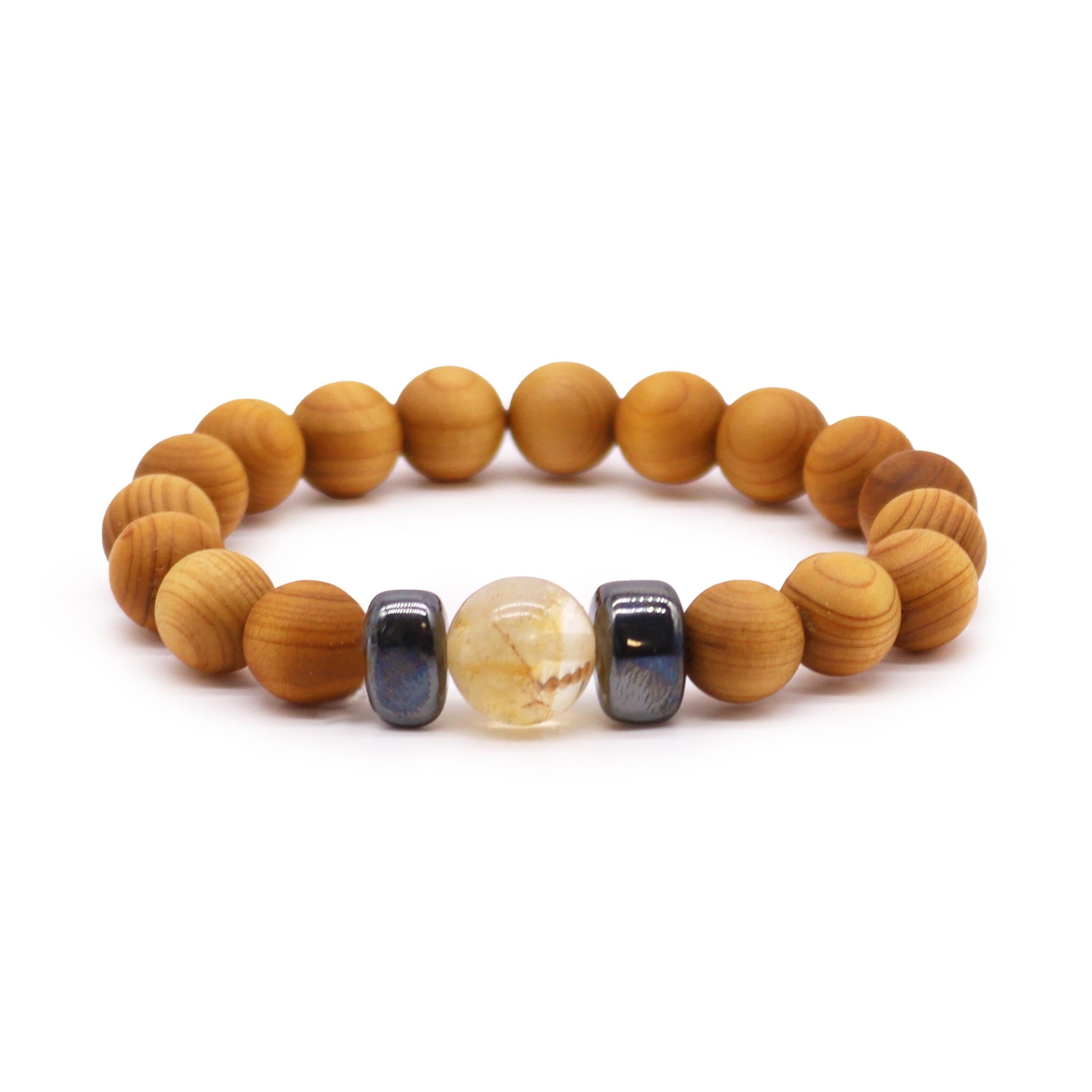 Citrine Gemstone Cedarwood Bracelet - Solar Plexus Chakra - Gemstone Bracelets from thetraditionalgiftshop.live