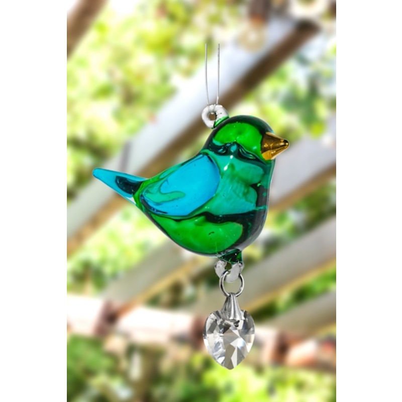 Fantasy Glass Pretty Little Bird - Emerald - Wild Things Crystal from thetraditionalgiftshop.live