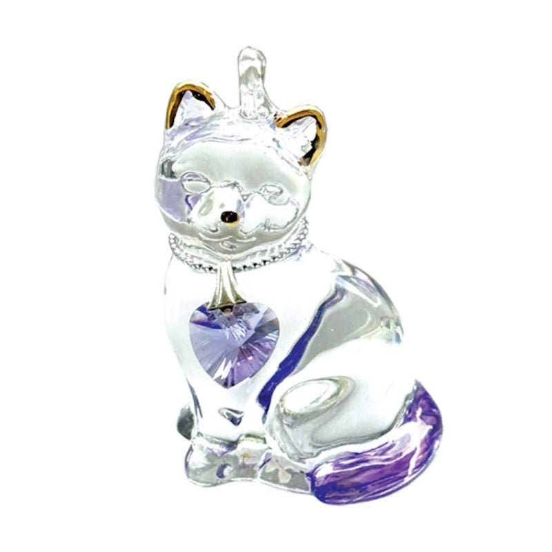 Fantasy Glass Pretty Little Kitty - Amethyst - Wild Things Crystal from thetraditionalgiftshop.live