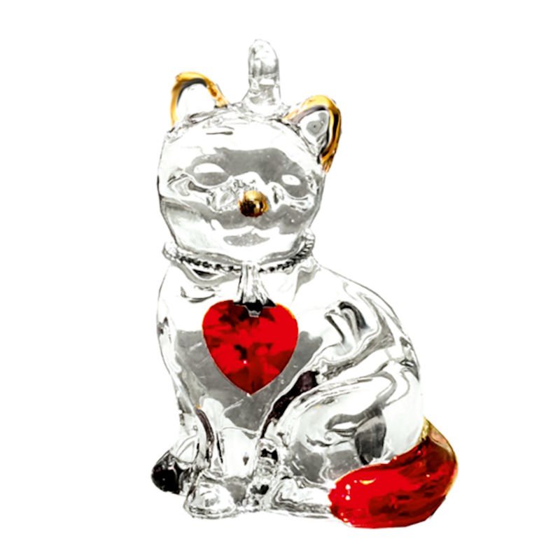 Fantasy Glass Pretty Little Kitty - Garnet - Wild Things Crystal from thetraditionalgiftshop.live