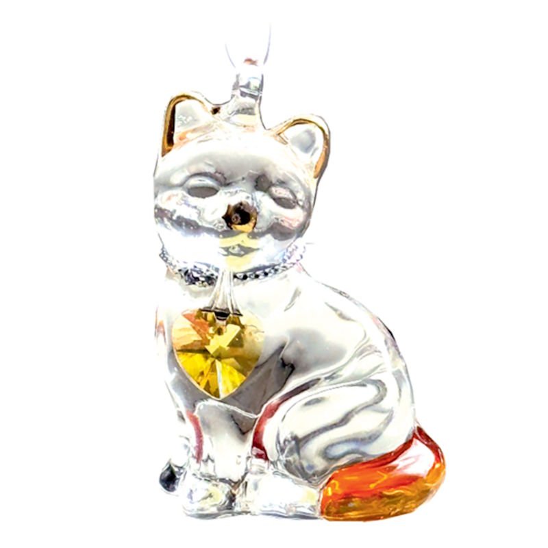Fantasy Glass Pretty Little Kitty - Topaz - Wild Things Crystal from thetraditionalgiftshop.live