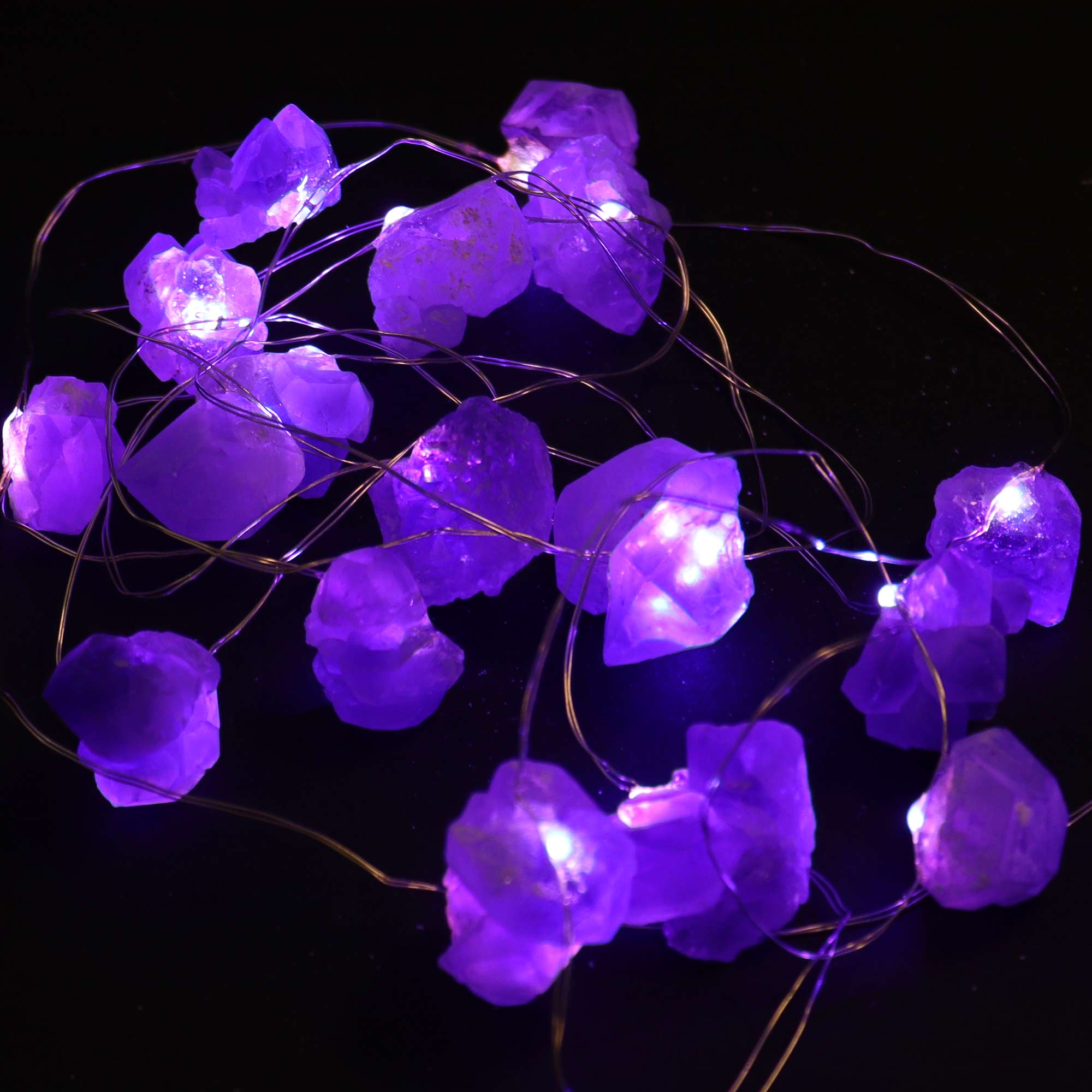 Gemstone LED String Lights - Amethyst - Gemstone Enchantment Lights from thetraditionalgiftshop.live