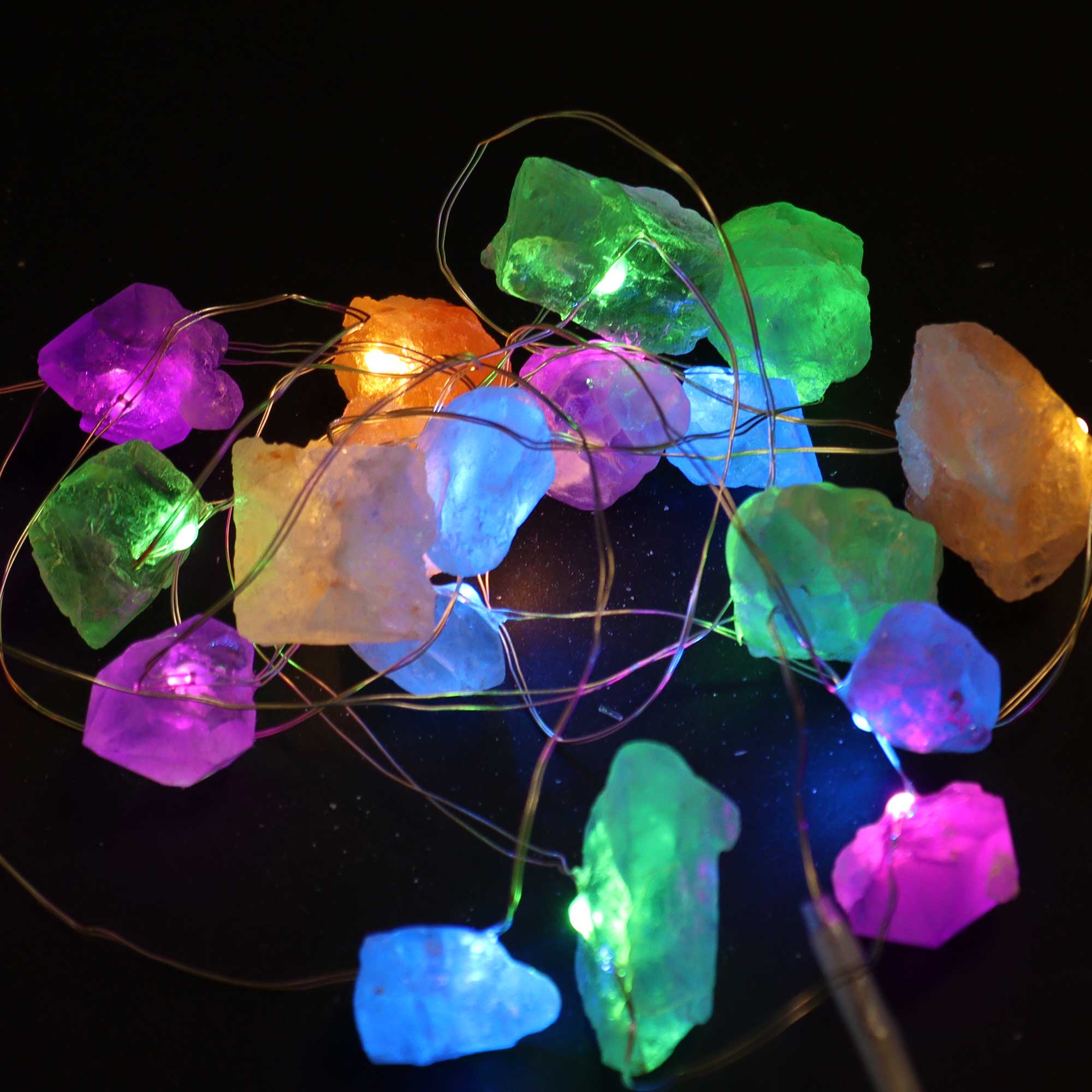 Gemstone LED String Lights - Mixed Crystals - Gemstone Enchantment Lights from thetraditionalgiftshop.live