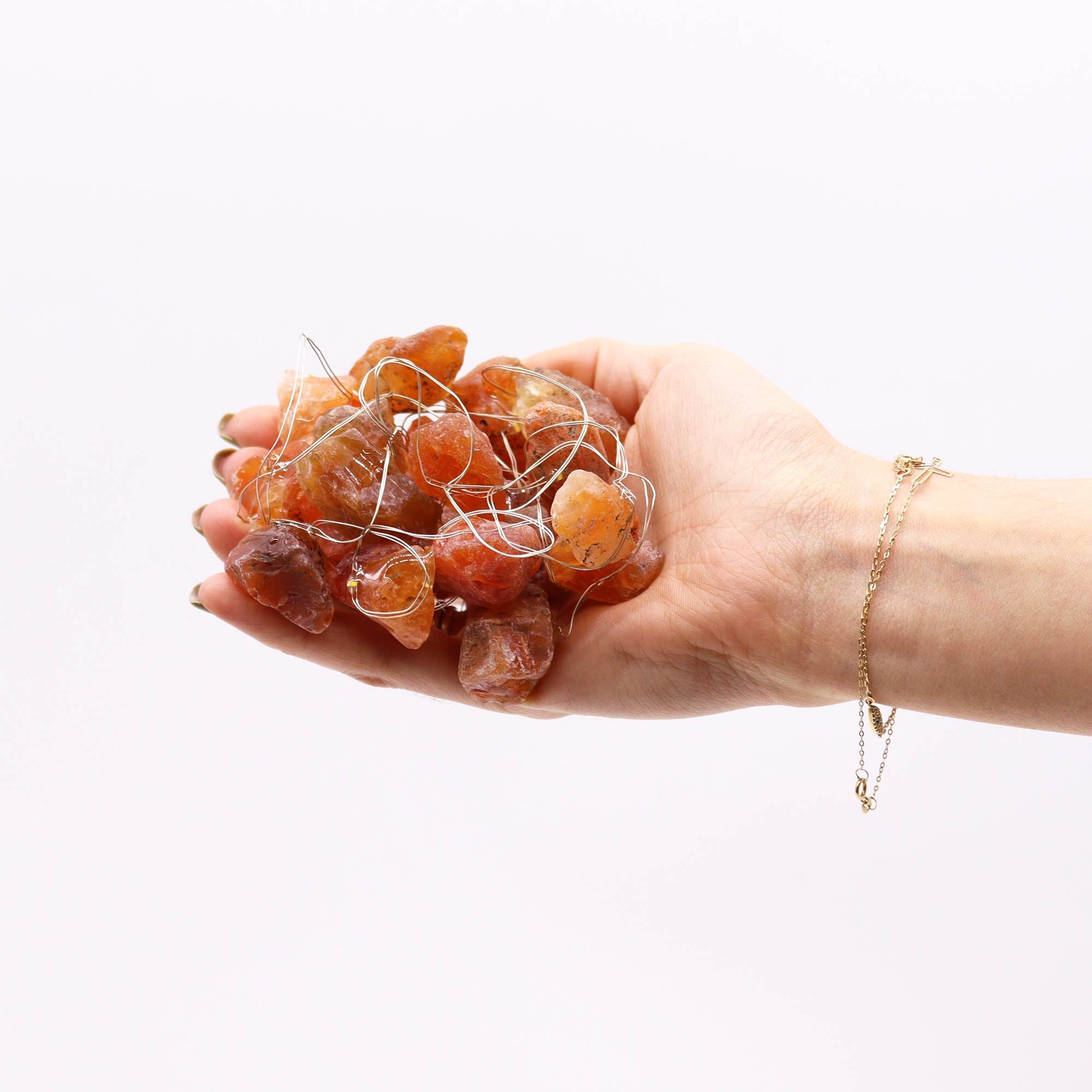 Gemstone LED String Lights - Orange Jade - Gemstone Enchantment Lights from thetraditionalgiftshop.live