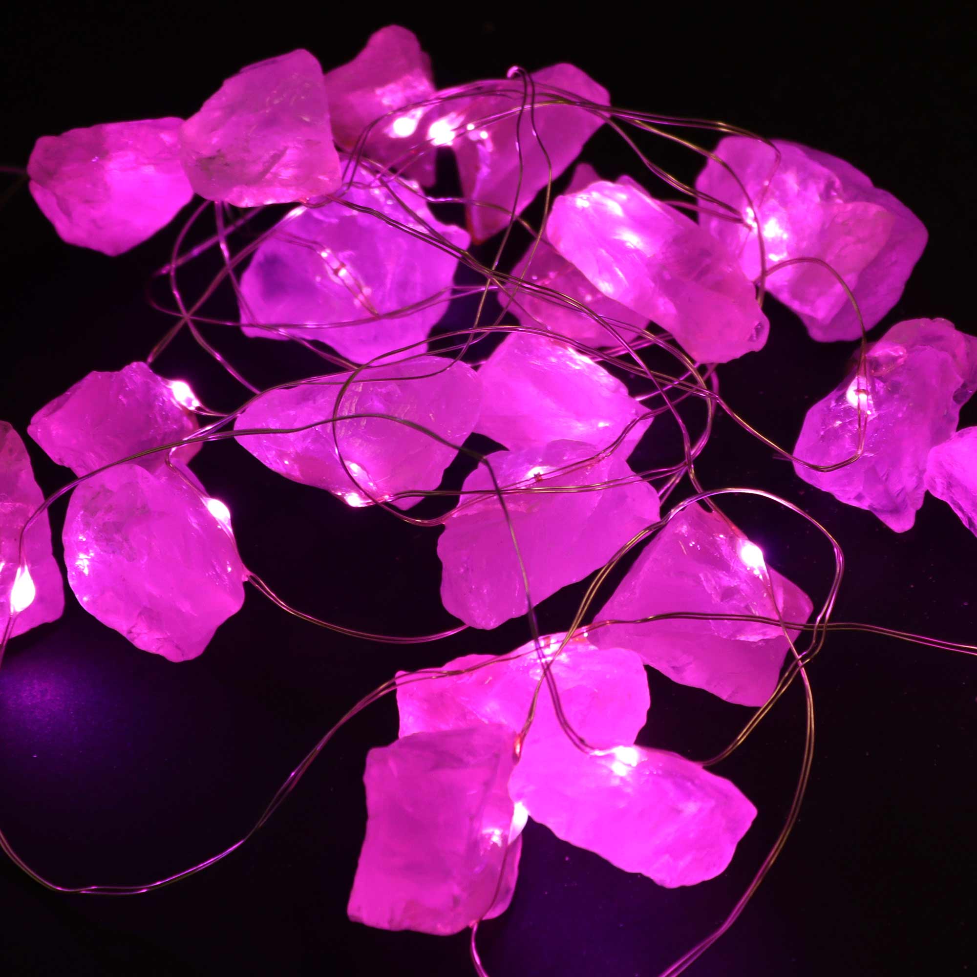 Gemstone LED String Lights - Rose Quartz - Gemstone Enchantment Lights from thetraditionalgiftshop.live