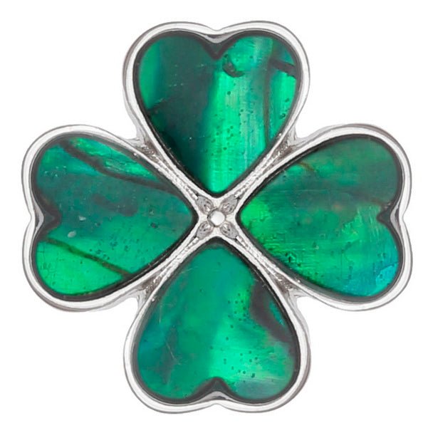 Green Four Leaf Clover Paua Shell Pin Badge - Tide Jewellery from thetraditionalgiftshop.live