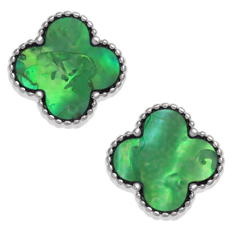 Green Quatrefoil Paua Shell Earrings - Tide Jewellery from thetraditionalgiftshop.live