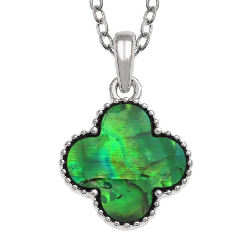 Green Quatrefoil Paua Shell Necklace - Tide Jewellery from thetraditionalgiftshop.live