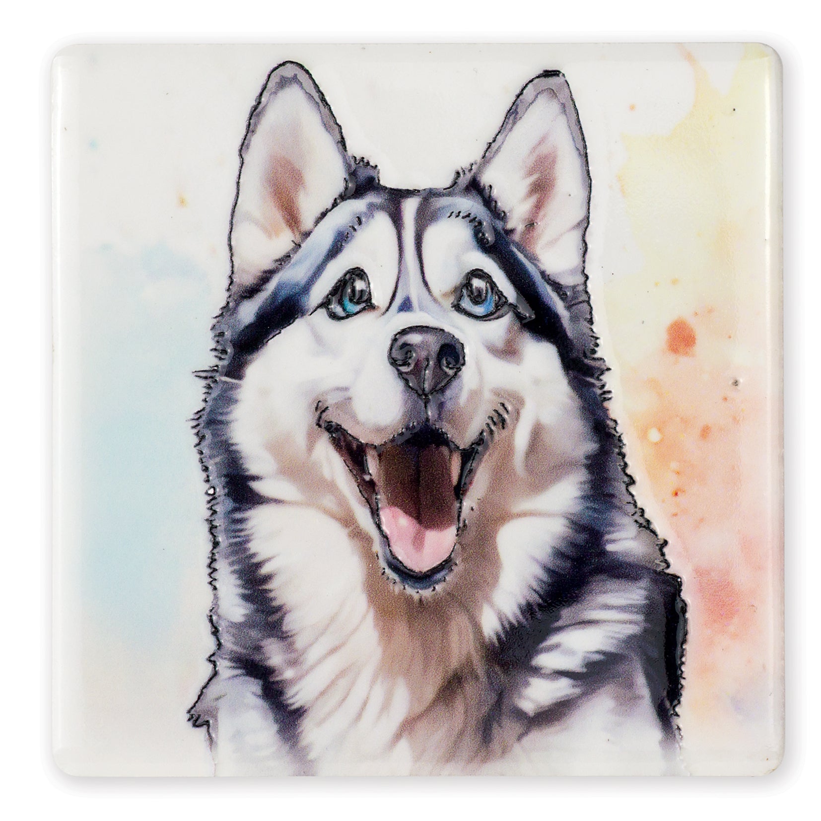 Husky Ceramic Art Coaster - Art of Arora from thetraditionalgiftshop.live