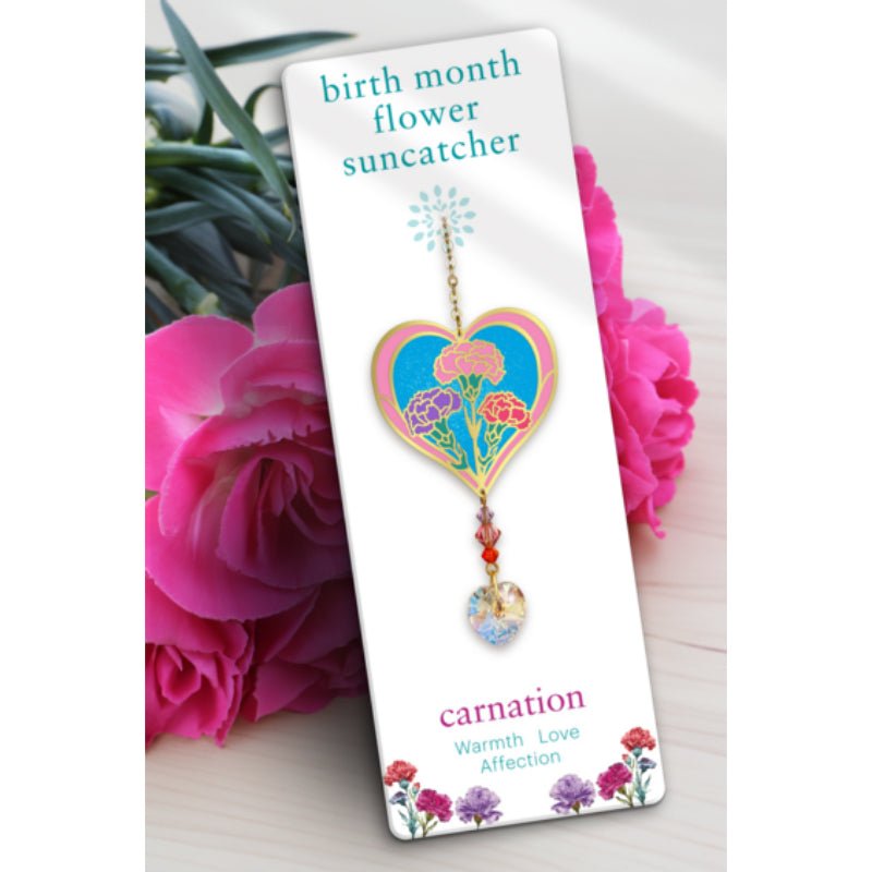 January (Carnation) Birth Month Flower Suncatcher - Wild Things Crystal from thetraditionalgiftshop.live