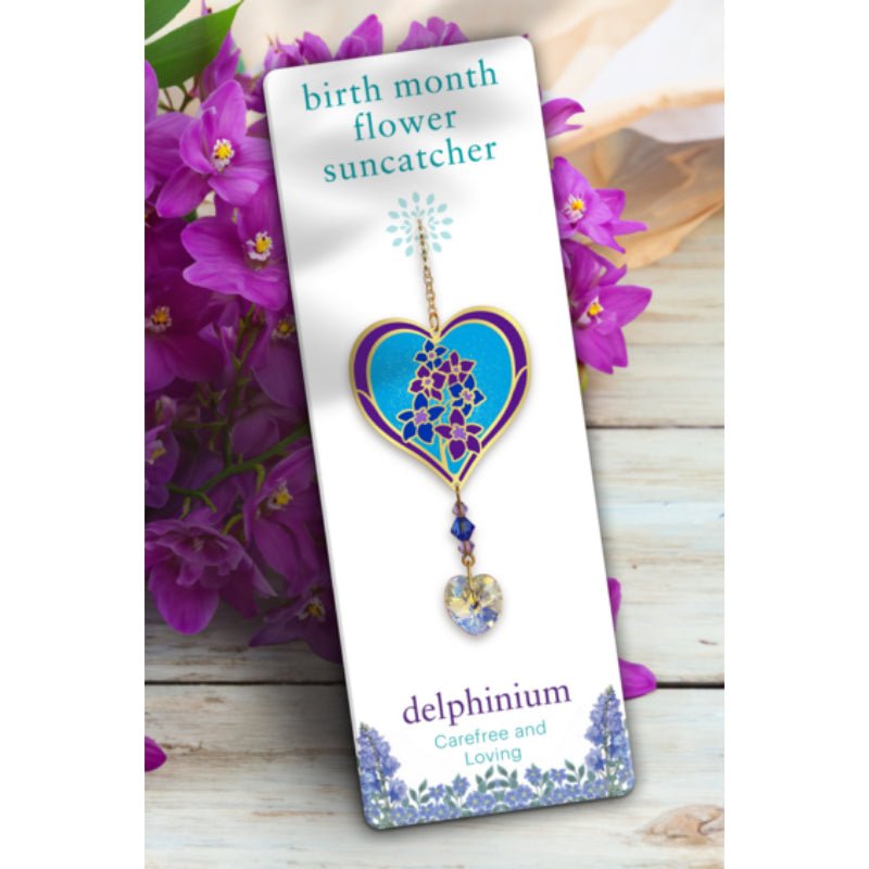 July (Delphinium) Birth Month Flower Suncatcher - Wild Things Crystal from thetraditionalgiftshop.live
