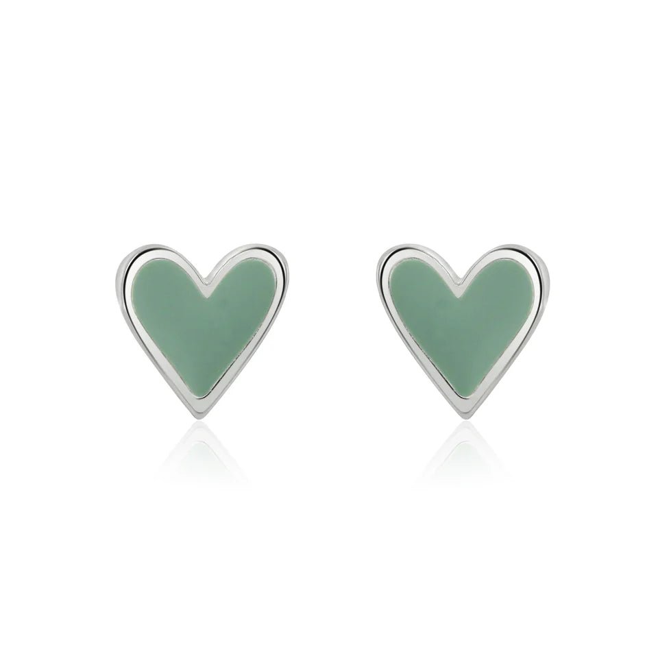 Mint Hearts Stud Earrings (Silver Plated) - Coral & Mint from thetraditionalgiftshop.live