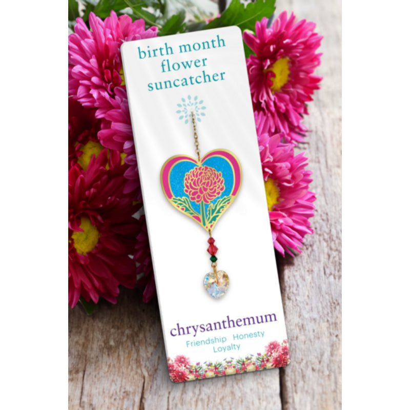 November (Chrysanthemum) Birth Month Flower Suncatcher - Wild Things Crystal from thetraditionalgiftshop.live