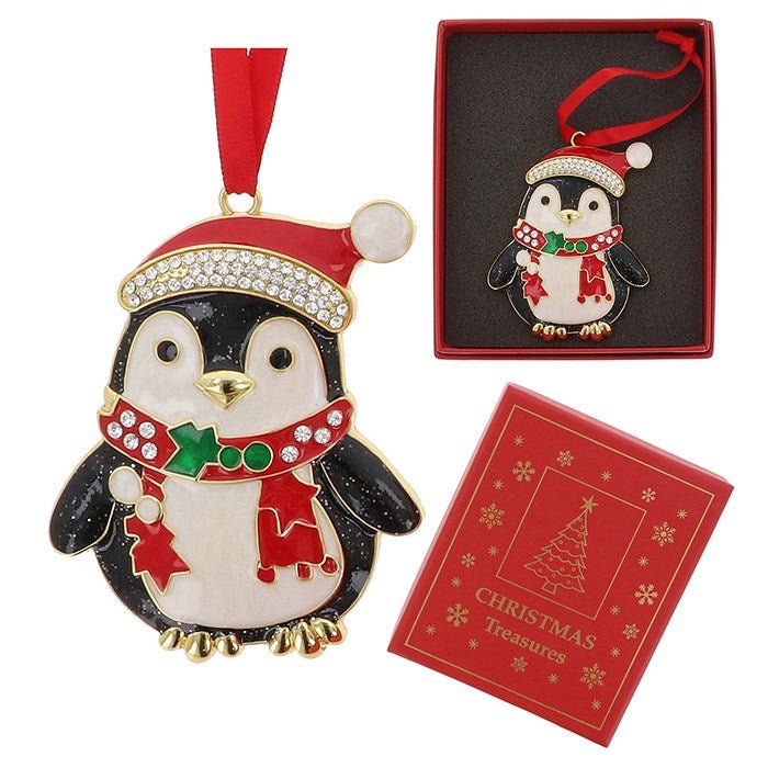 Penguin Metal & Enamel Xmas Treasures Tree Decoration - Xmas Treasures from thetraditionalgiftshop.live