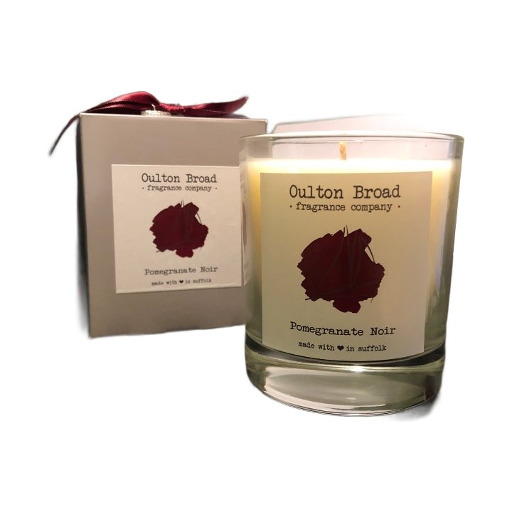 Pomegranate Noir Glass Jar Candle - Oulton Broad Fragrance Company from thetraditionalgiftshop.live
