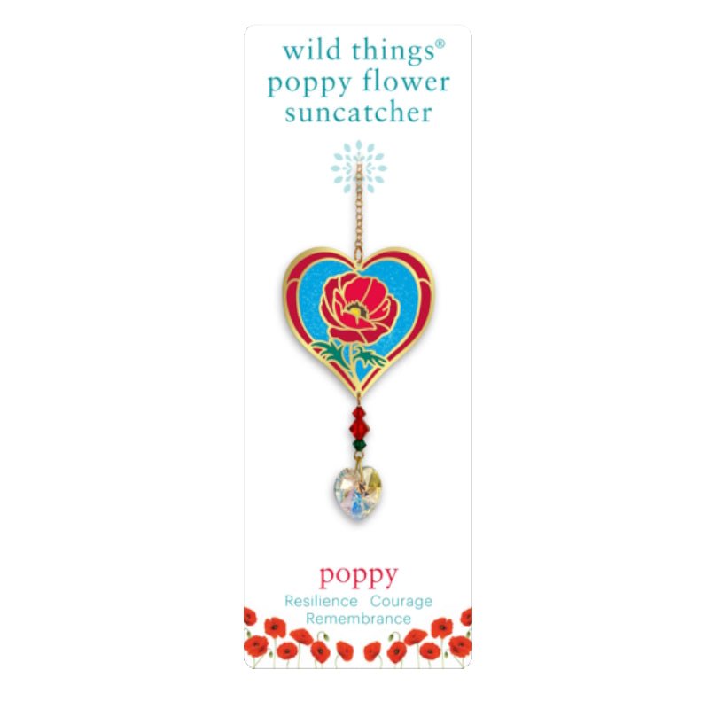 Poppy Flower Suncatcher (Veterans with Dogs Fundraiser) - Wild Things Crystal from thetraditionalgiftshop.live