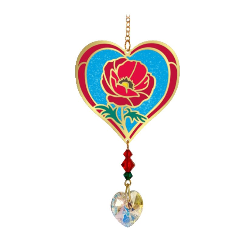 Poppy Flower Suncatcher (Veterans with Dogs Fundraiser) - Wild Things Crystal from thetraditionalgiftshop.live
