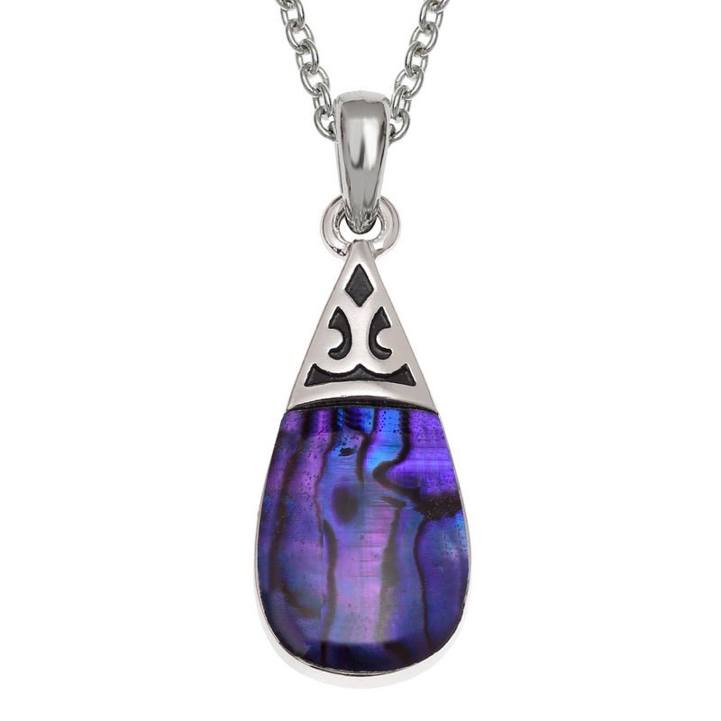 Purple Pear Drop Paua Shell Necklace - Tide Jewellery from thetraditionalgiftshop.live