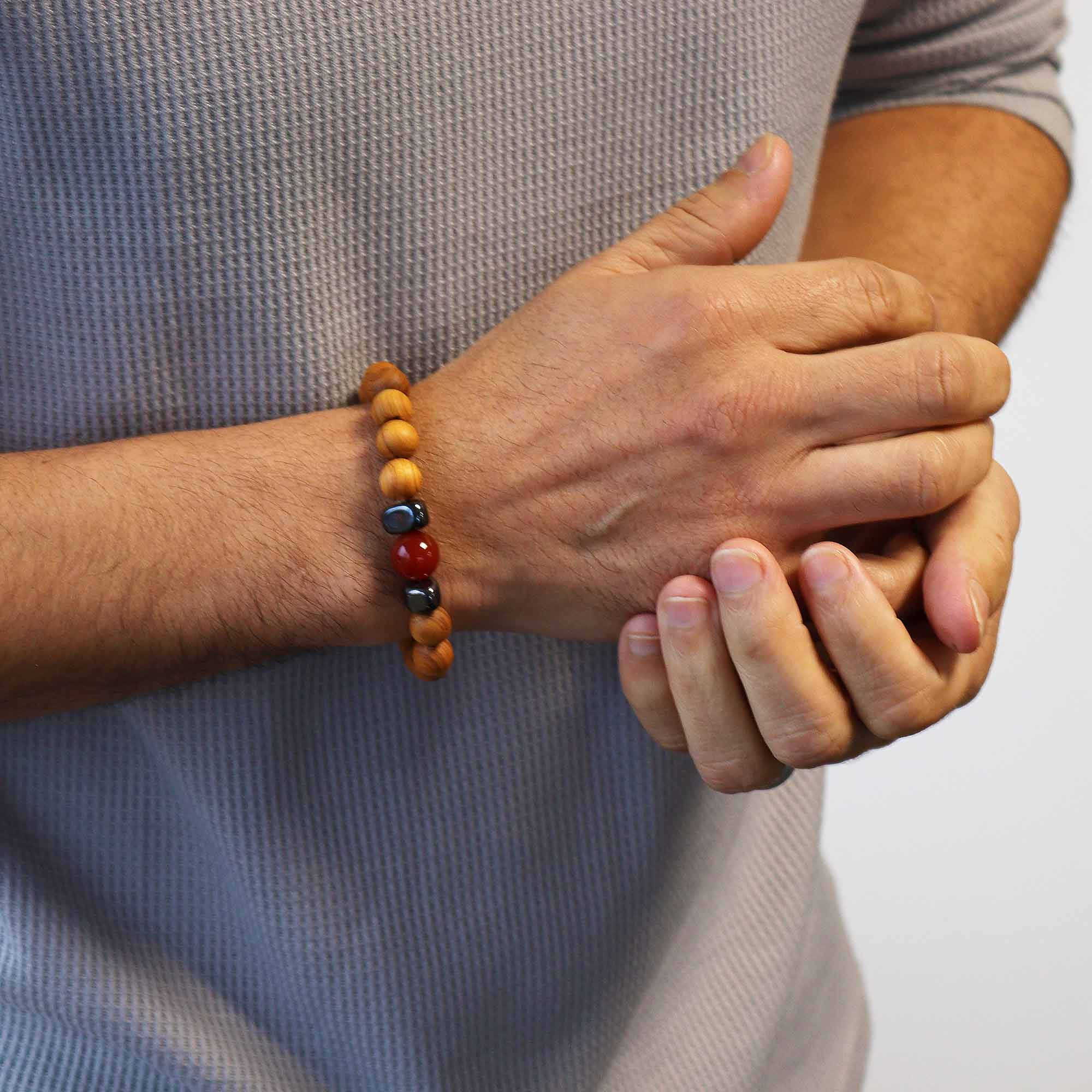 Red Jasper Gemstone Cedarwood Bracelet - Root Chakra - Gemstone Bracelets from thetraditionalgiftshop.live