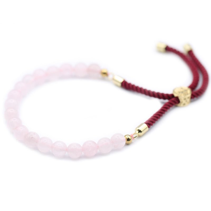 Rose Quartz Adjustable String Bracelet (18K Gold Plated) - Gemstone Bracelets from thetraditionalgiftshop.live