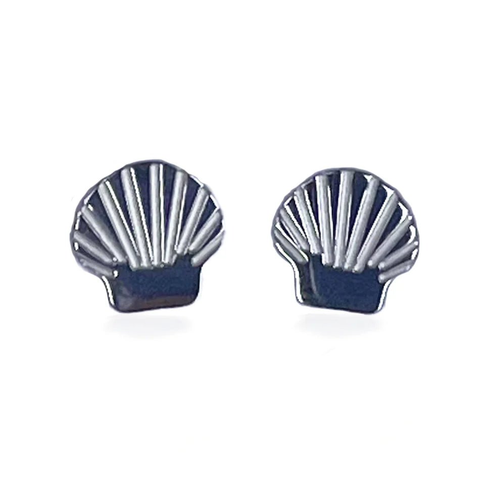 Shell Stud Earrings (Silver Plated) - Coral & Mint from thetraditionalgiftshop.live