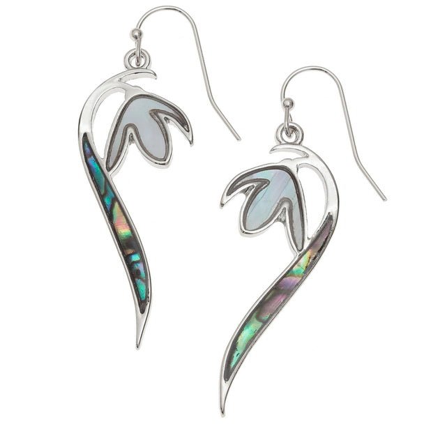 Snowdrop Paua Shell Long Drop Earrings - Tide Jewellery from thetraditionalgiftshop.live