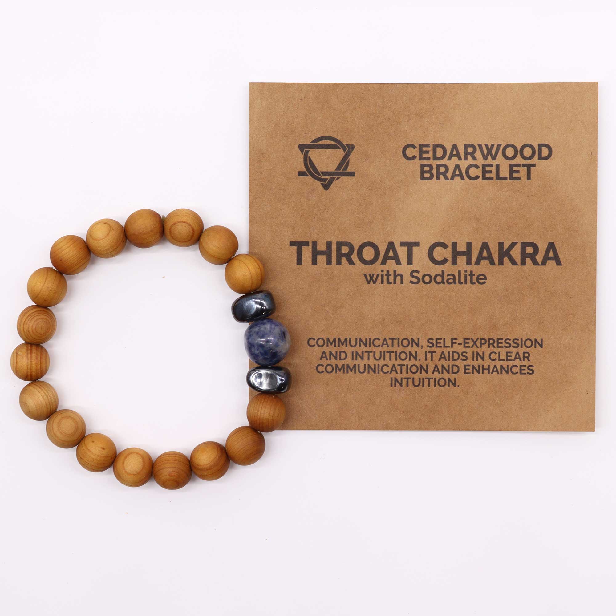 Sodalite Gemstone Cedarwood Bracelet - Throat Chakra - Gemstone Bracelets from thetraditionalgiftshop.live