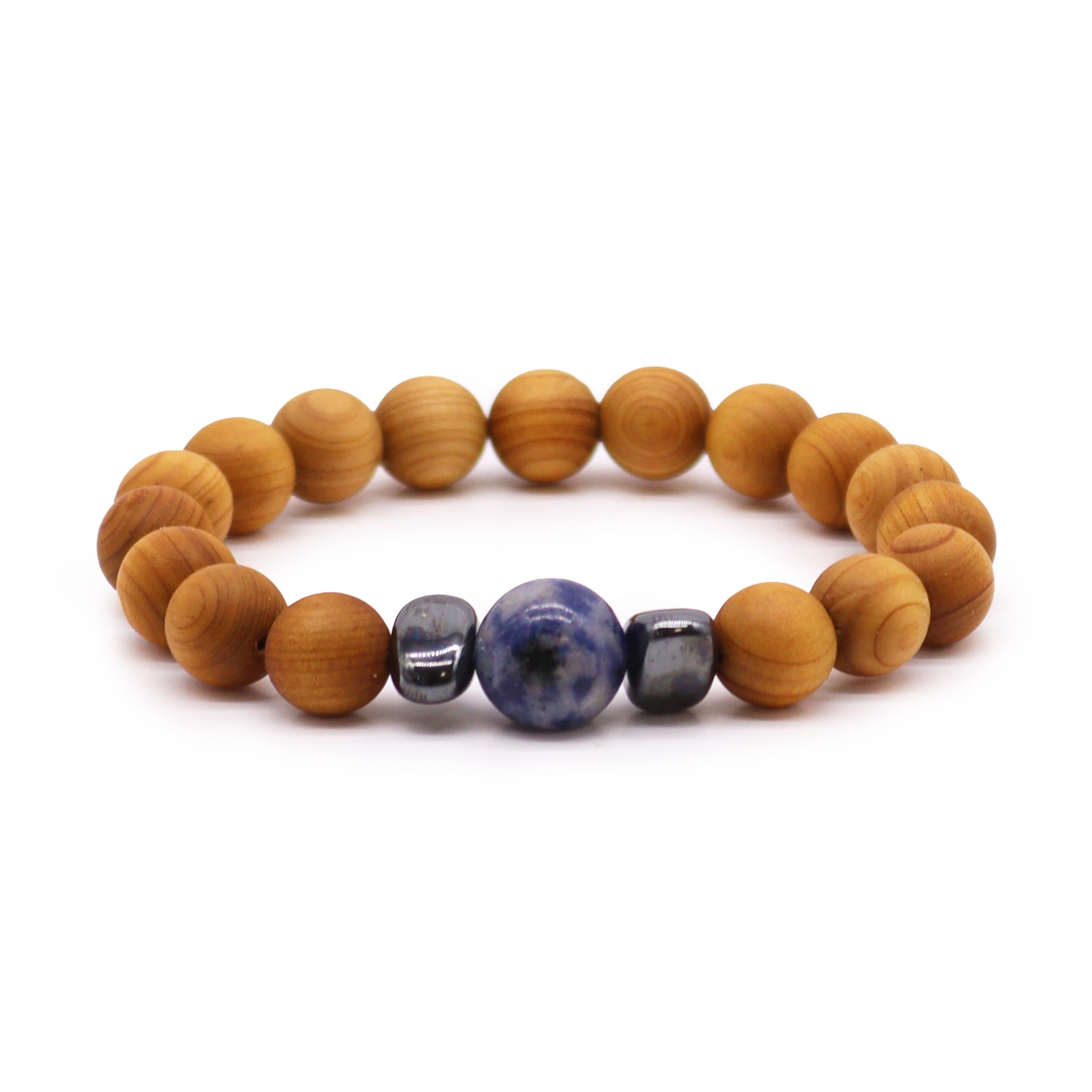 Sodalite Gemstone Cedarwood Bracelet - Throat Chakra - Gemstone Bracelets from thetraditionalgiftshop.live