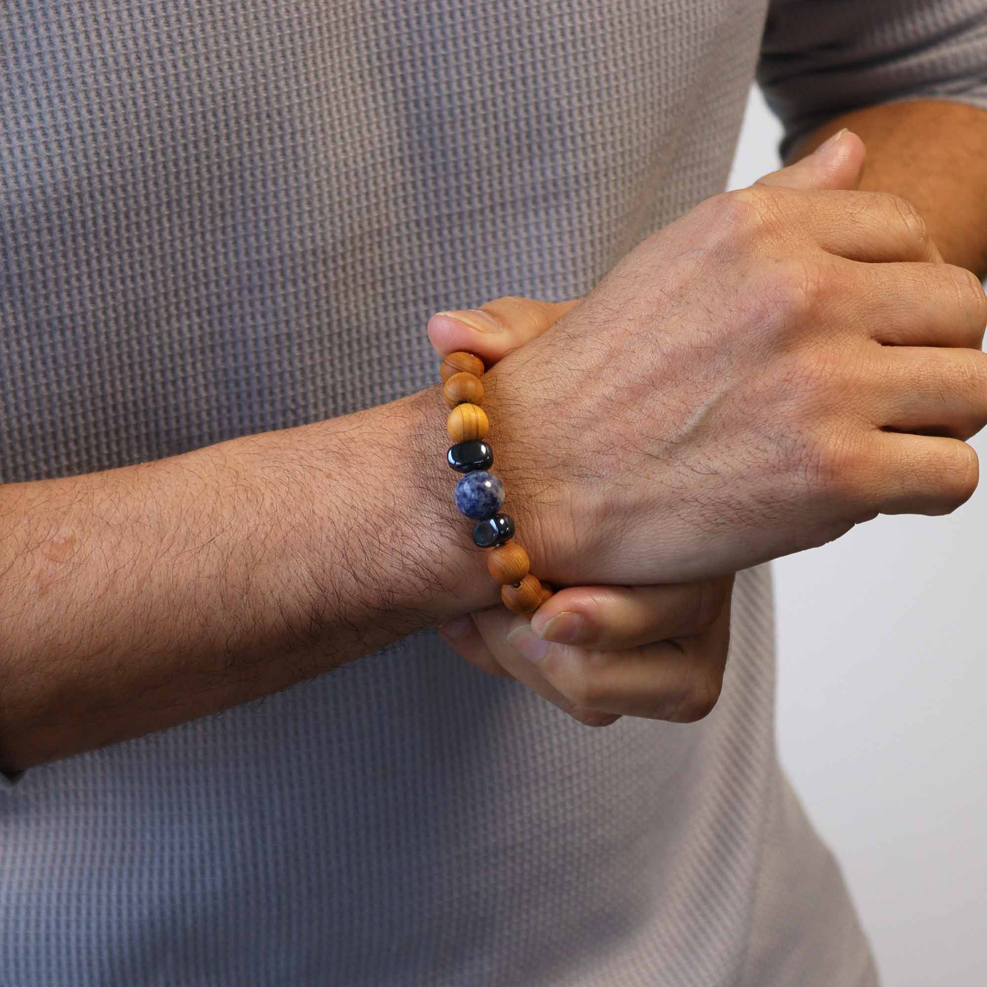 Sodalite Gemstone Cedarwood Bracelet - Throat Chakra - Gemstone Bracelets from thetraditionalgiftshop.live