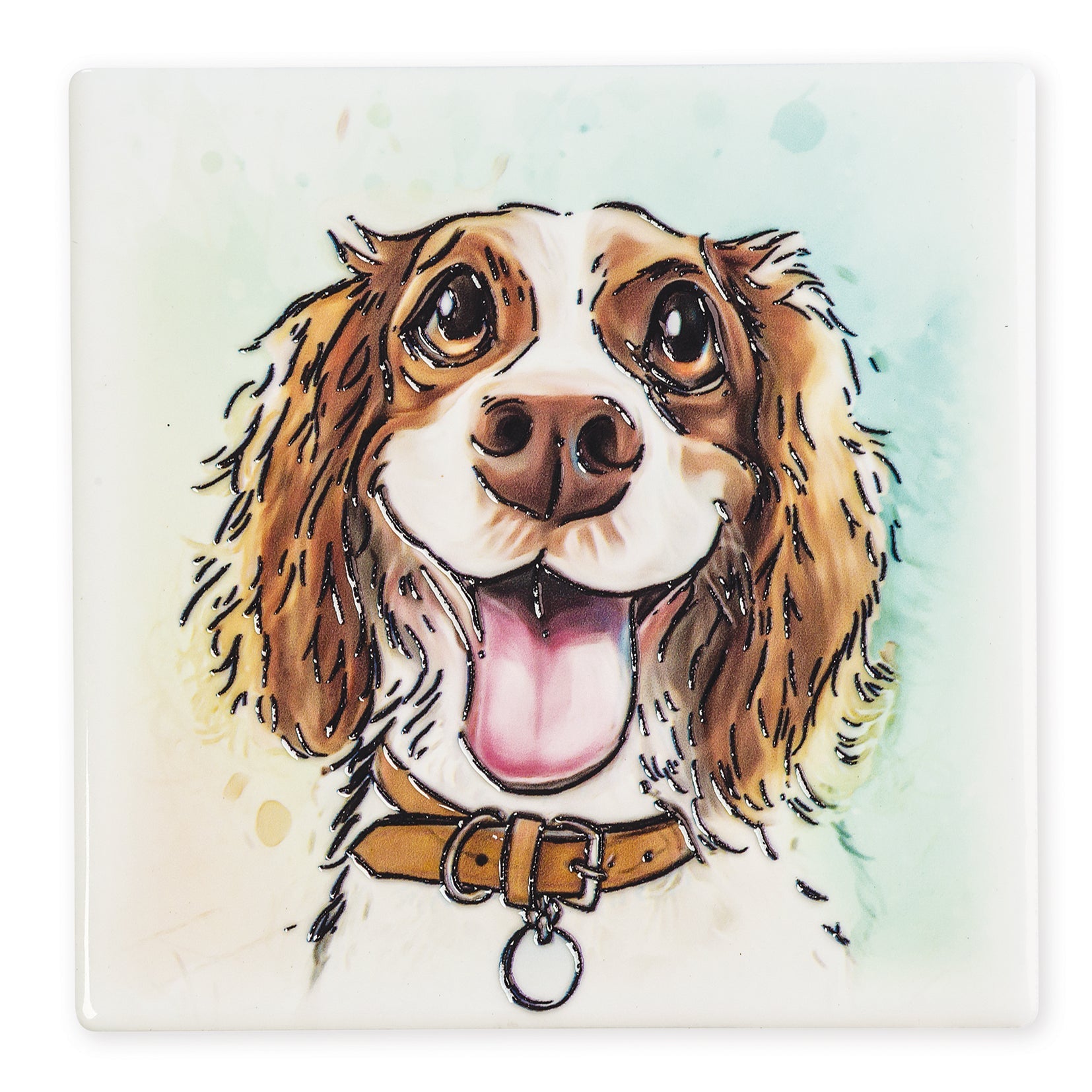 Springer Spaniel Ceramic Art Coaster - Art of Arora from thetraditionalgiftshop.live