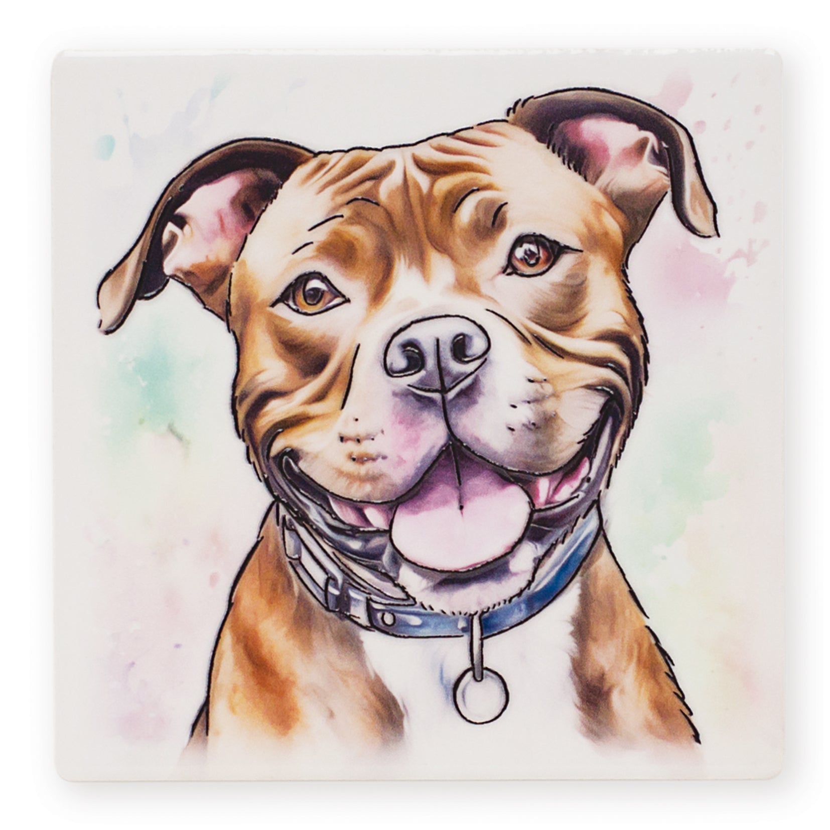 Staffordshire Bull Terrier (Staffy) Ceramic Art Coaster - Art of Arora from thetraditionalgiftshop.live