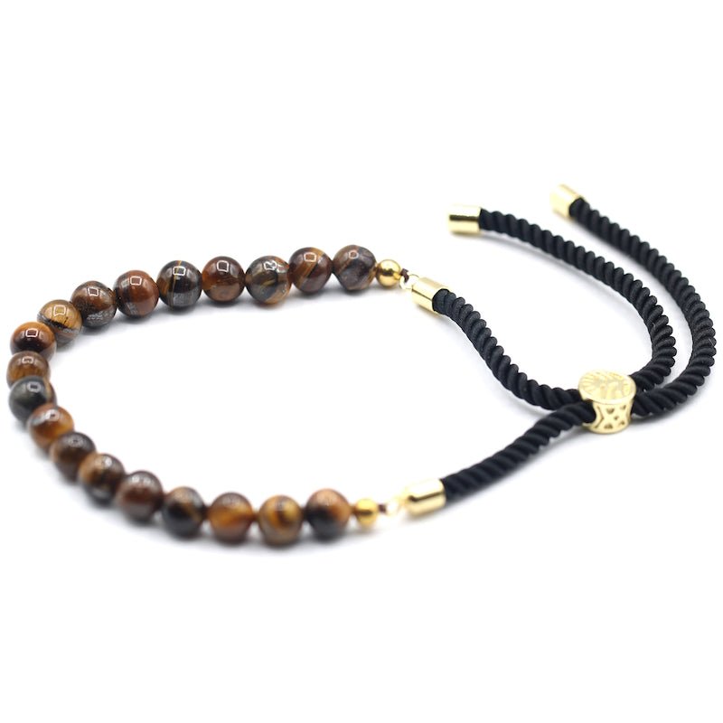 Tiger Eye Adjustable String Bracelet (18K Gold Plated) - Gemstone Bracelets from thetraditionalgiftshop.live