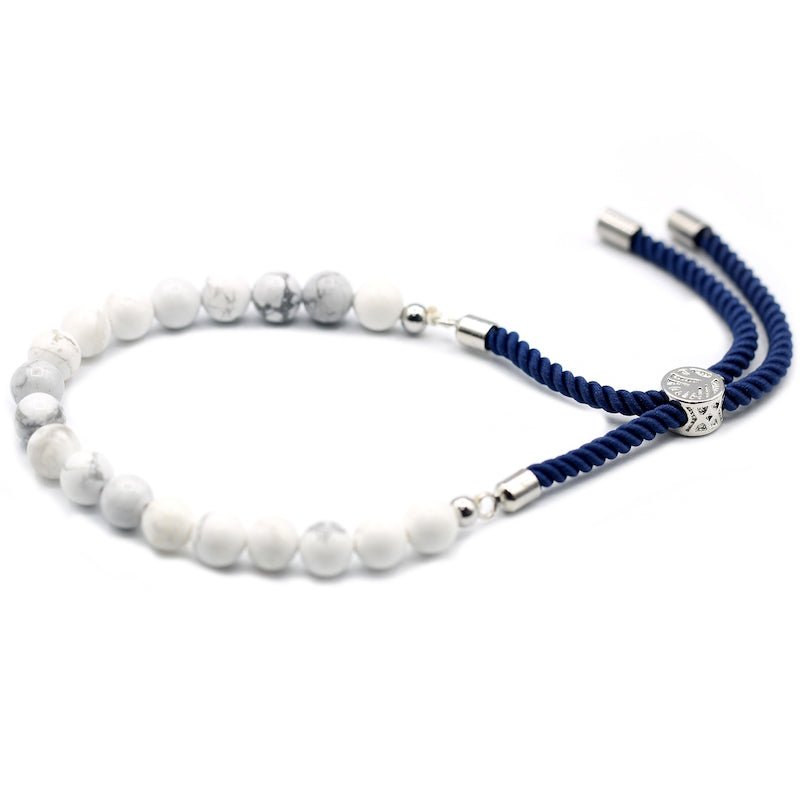 White Howlite Adjustable String Bracelet (925 Silver Plated) - Gemstone Bracelets from thetraditionalgiftshop.live