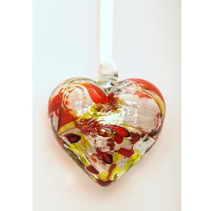 August (Peridot) Birthstone Blown Glass Heart - Milford Blown Glass from thetraditionalgiftshop.live