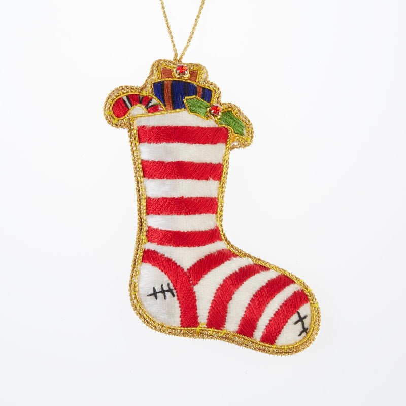 Christmas Stocking Zari Decoration - Zari Decorations from thetraditionalgiftshop.live