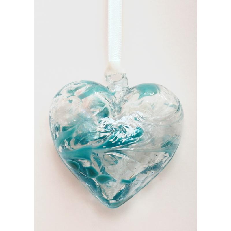 December (Turquoise) Birthstone Blown Glass Heart - Milford Blown Glass from thetraditionalgiftshop.live