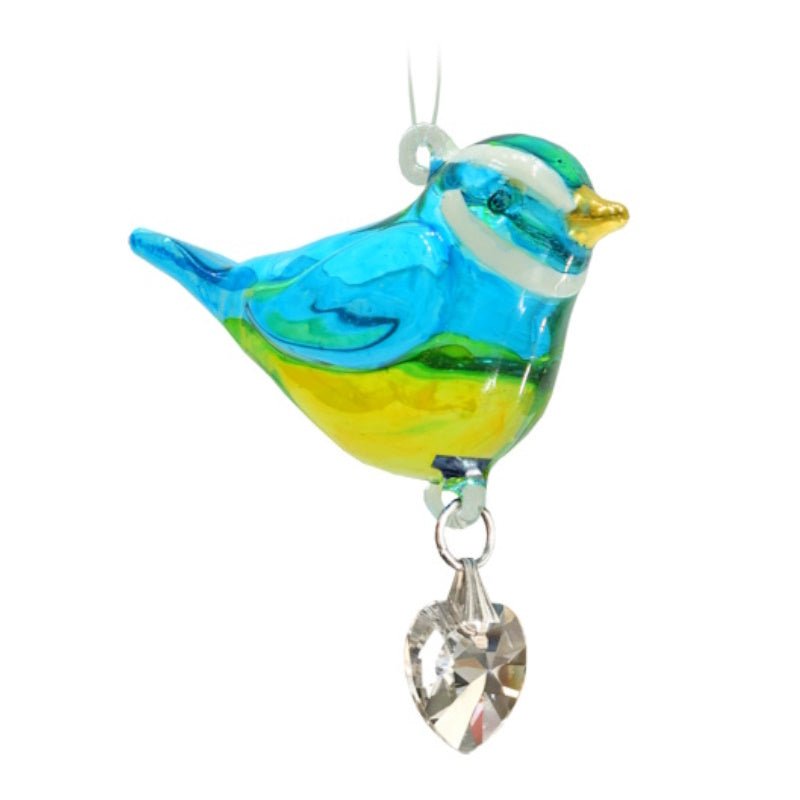 Fantasy Glass Pretty Little Bird - Blue Tit - Wild Things Crystal from thetraditionalgiftshop.live
