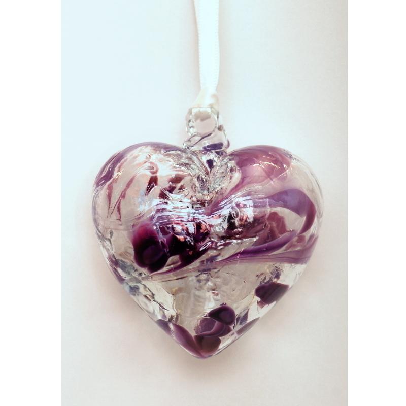February (Amethyst) Birthstone Blown Glass Heart - Milford Blown Glass from thetraditionalgiftshop.live
